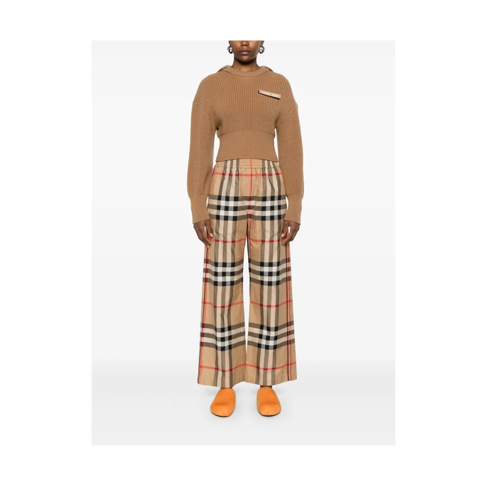 Burberry Vintage Check Wijde Broek Beige Dames