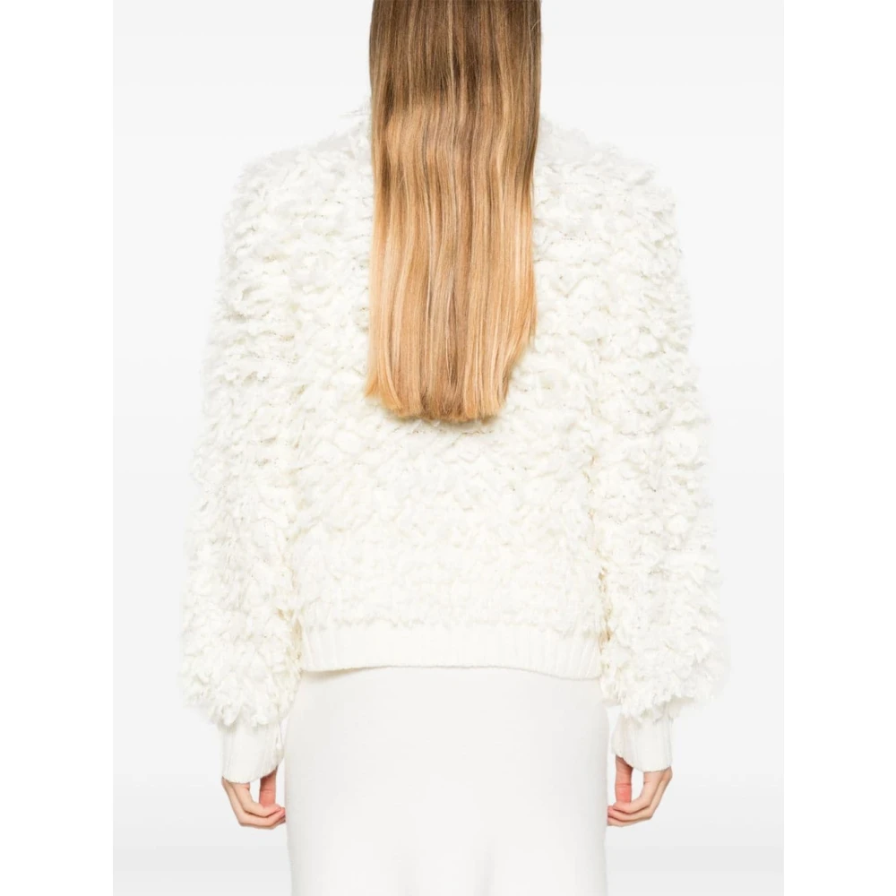 Twinset Fringe Snow Cardigan White Dames