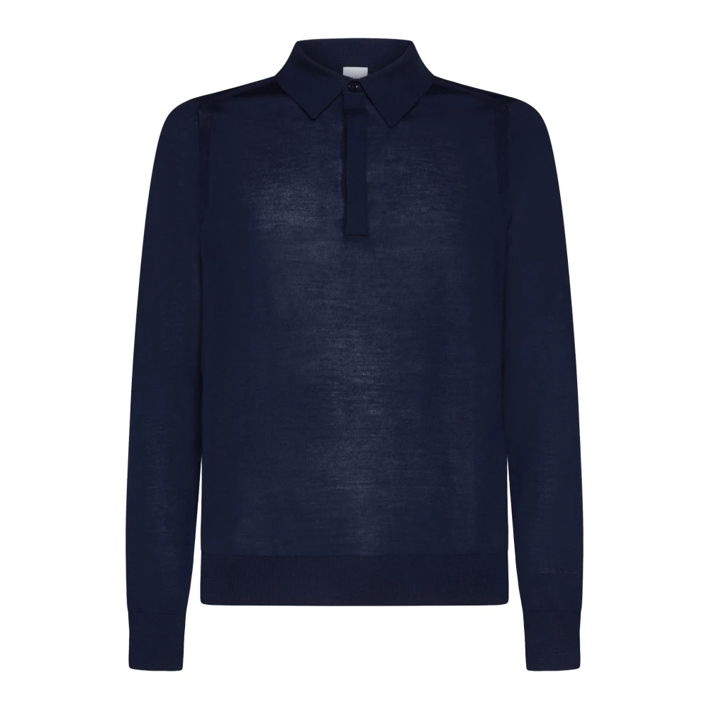 PS By Paul Smith Navy Blue Merino Wool Polo Shirt Blue Heren