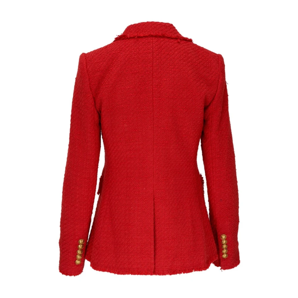 Veronica Beard Rode Miller Tweed Jas met Gouden Knopen Red Dames