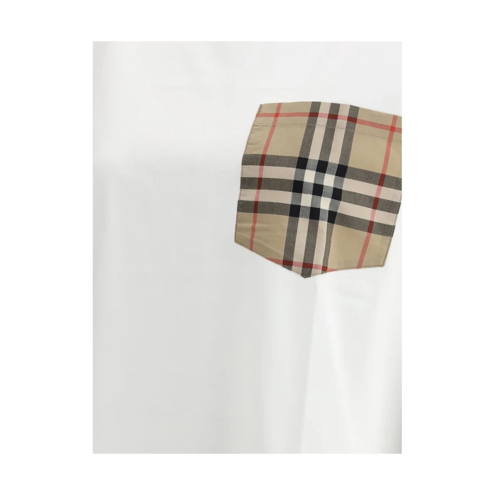 Burberry Geruite zak T-shirt White Dames