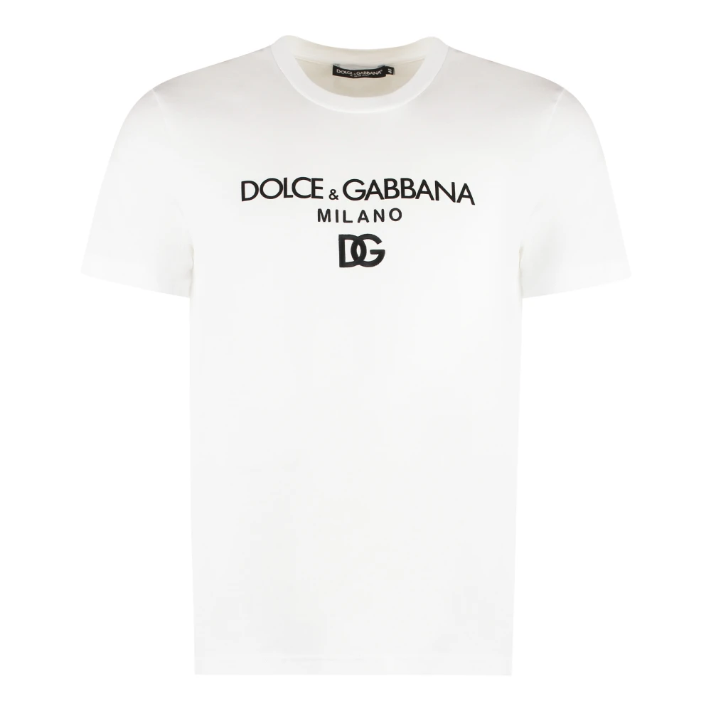 Dolce & Gabbana Velvet Print Crew-neck T-shirt White, Herr