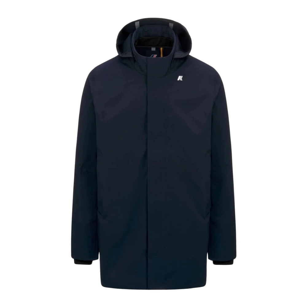 K-way Blauwe Parka Jas Driekwart Lengte Blue Heren
