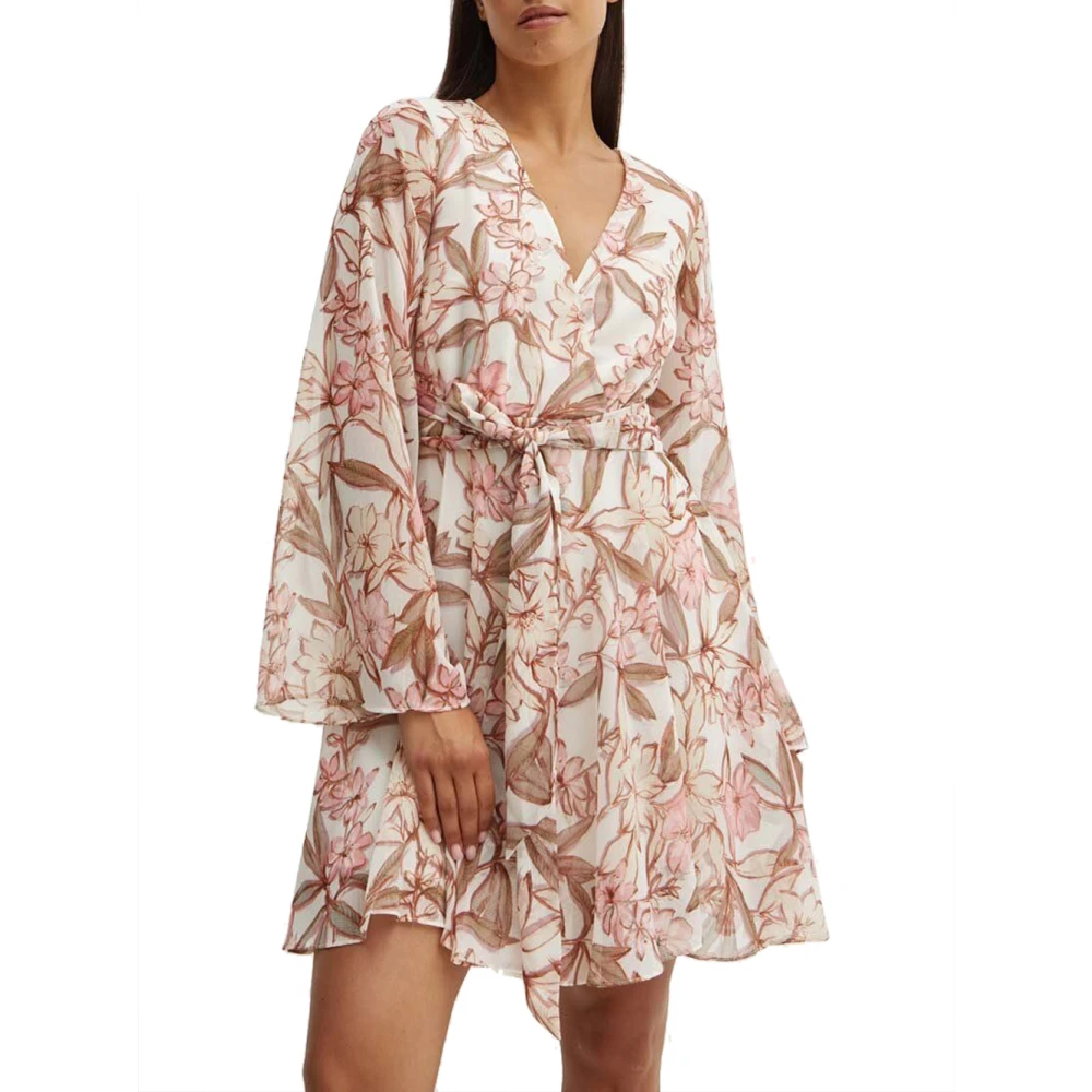 Guess Witte Korte Mouw Jurk Laila Multicolor Dames