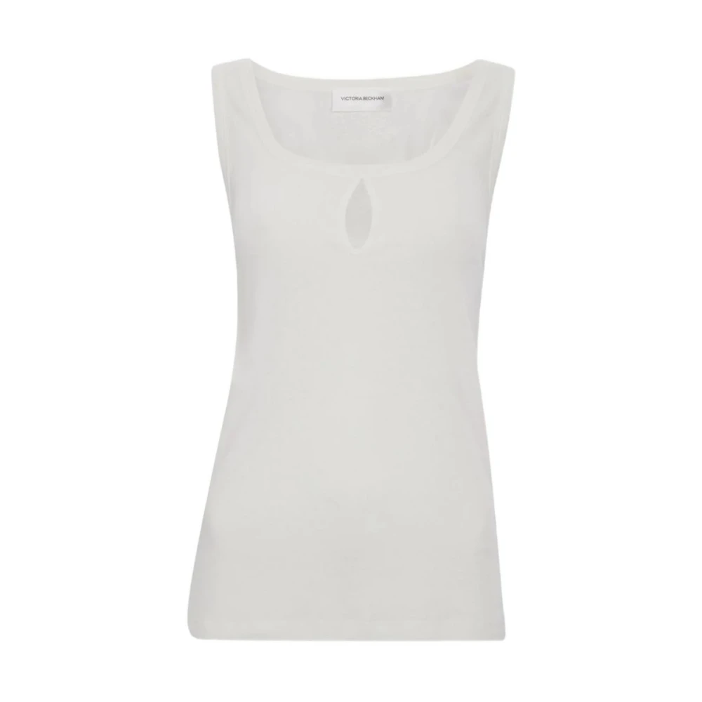 Victoria Beckham Women's White Sleeveless Tops, M, Split Tank Top