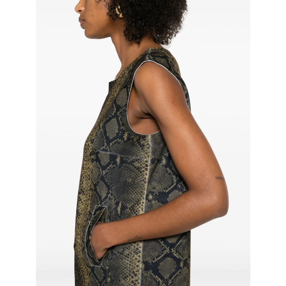 Norma Kamali Slangenprint Crew Neck Jurk Black Dames