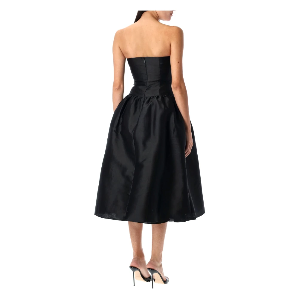 Self Portrait Zwarte Strik Midi Jurk met Kralenversieringen Black Dames