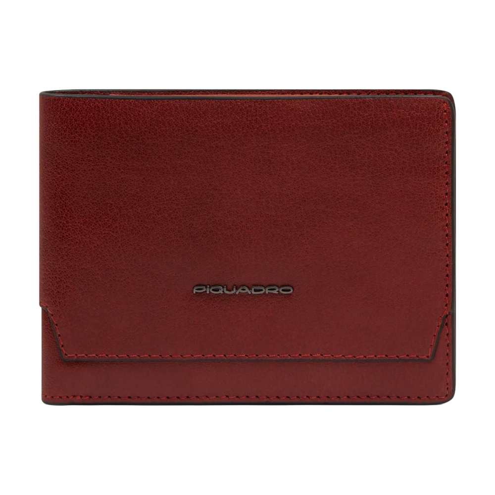 Piquadro Mannelijk Rood Accessoires Heren, One Size, Leer, Portemonnee Met Muntvak