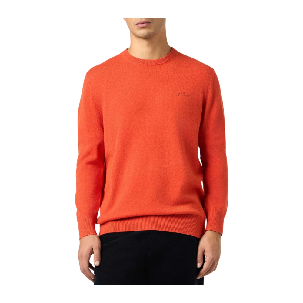 Saint Barth Oranje Ronde Hals Blend Trui Orange Heren