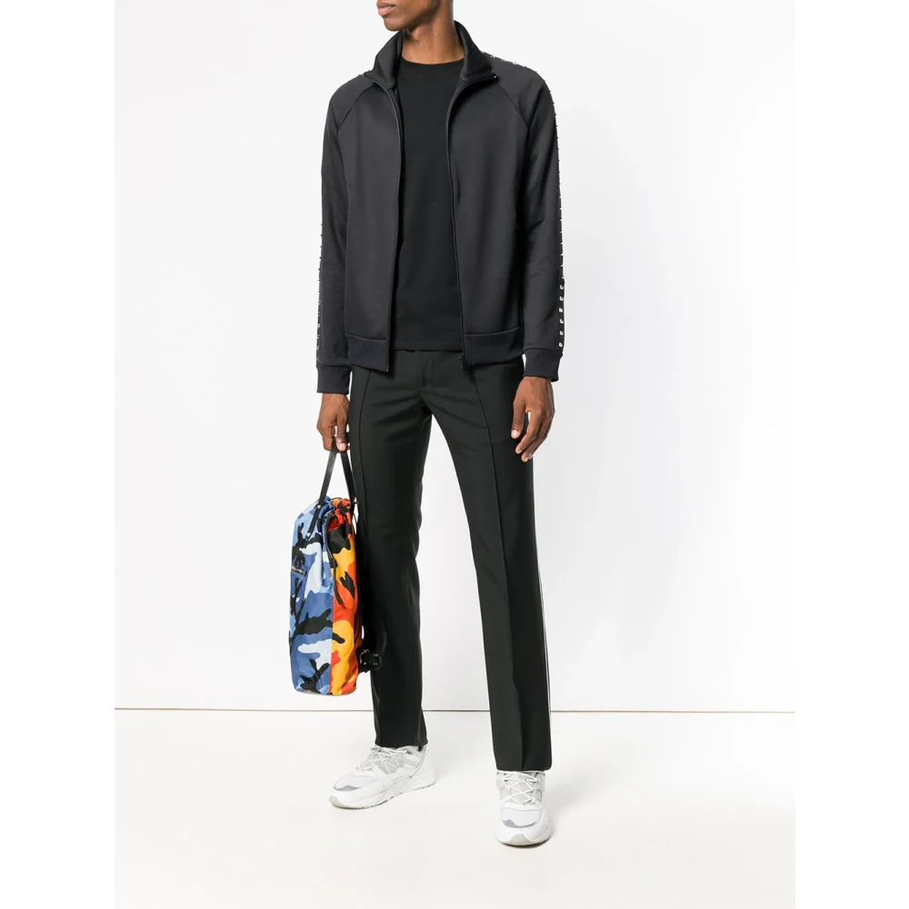 Valentino Garavani Zwarte Wol Mohair Broek met Piping Black Heren