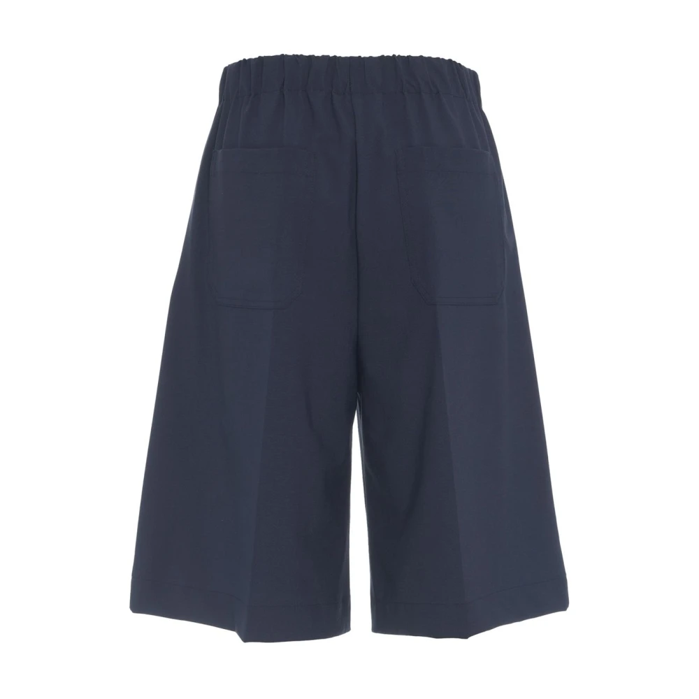 Semicouture Blauwe Bermuda Shorts Virgin Wool Blend Blue Dames