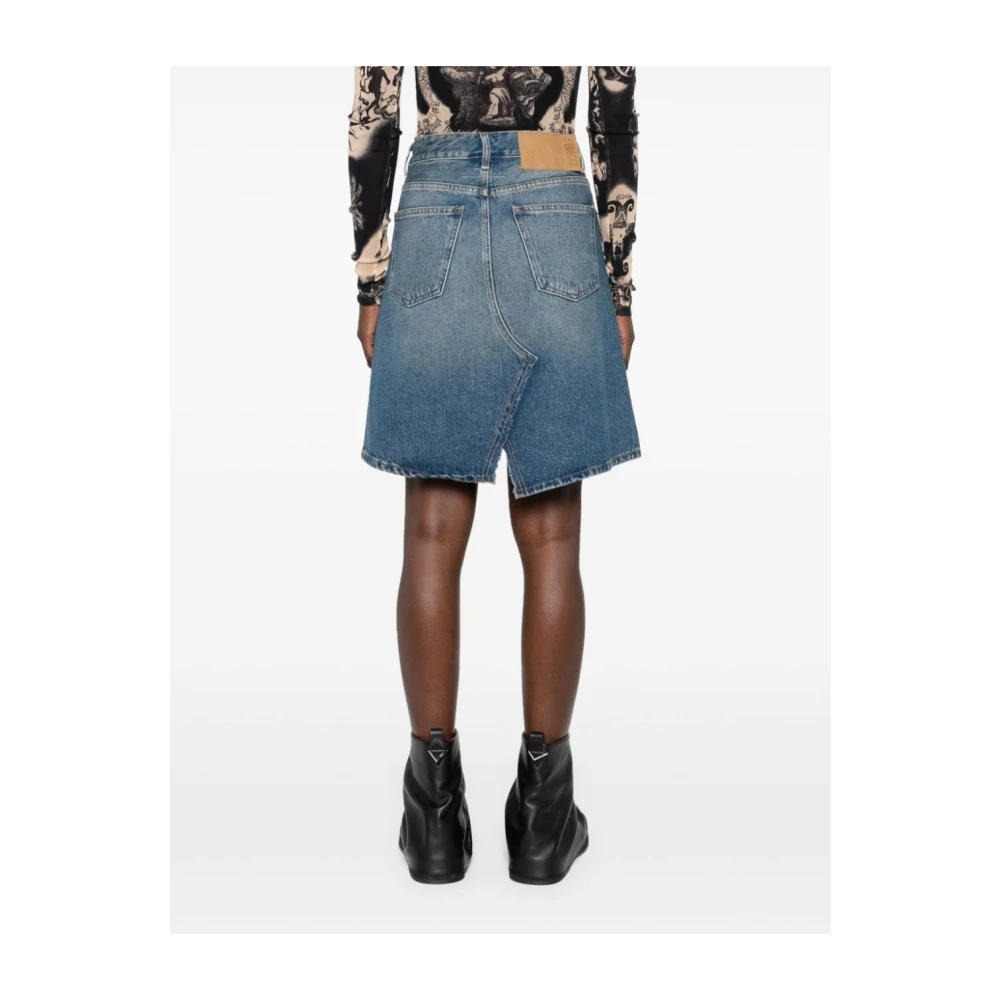 MM6 Maison Margiela Indigo Denim Rok met Splitten Blue Dames