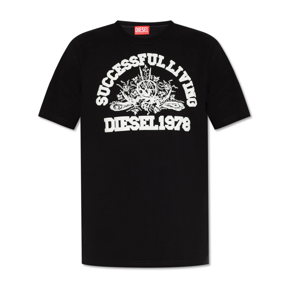 Diesel T-Justil-N1 T-shirt met print Black Heren