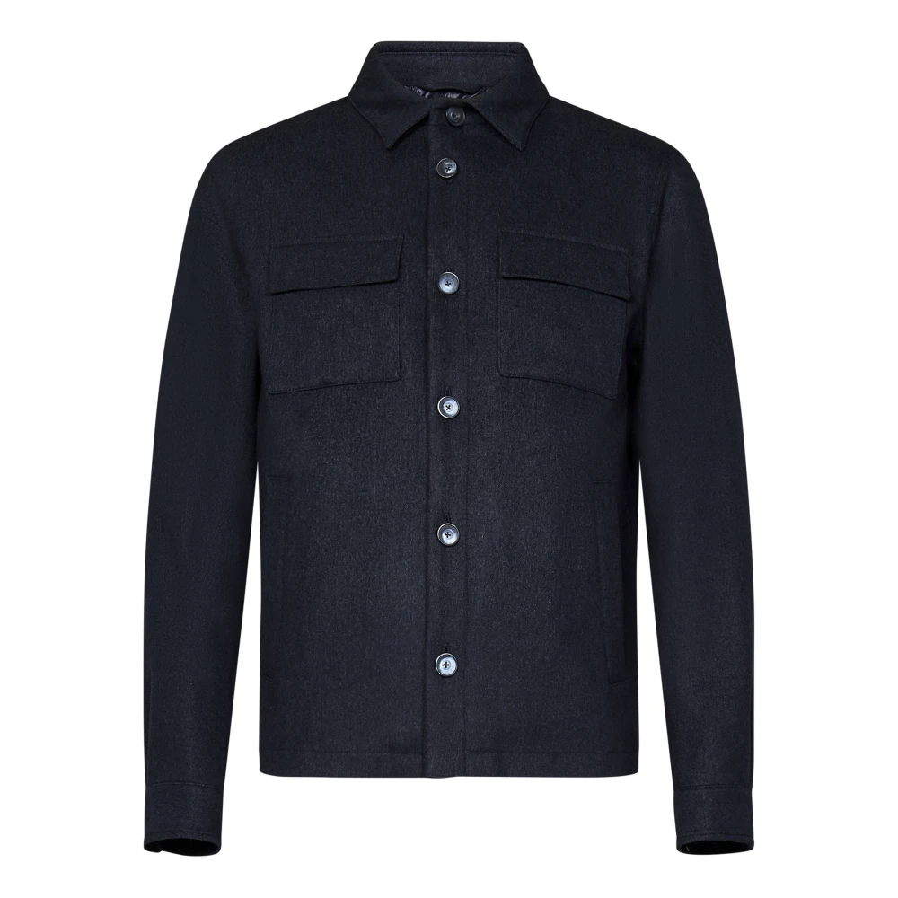 Herno Elegante Kasjmieren Zijden Jas Blue Heren