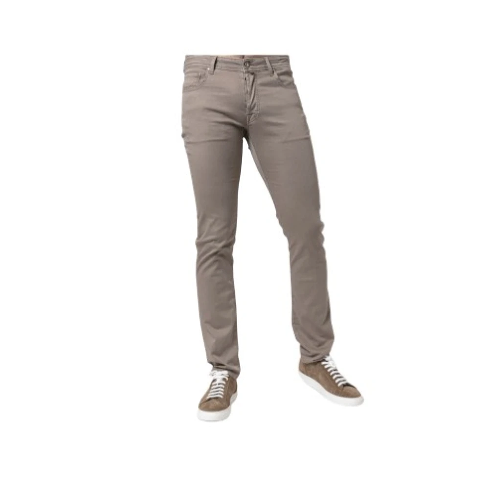 Jacob Cohën Herren Beige Taupe Baumwoll-Canvas-Jeans