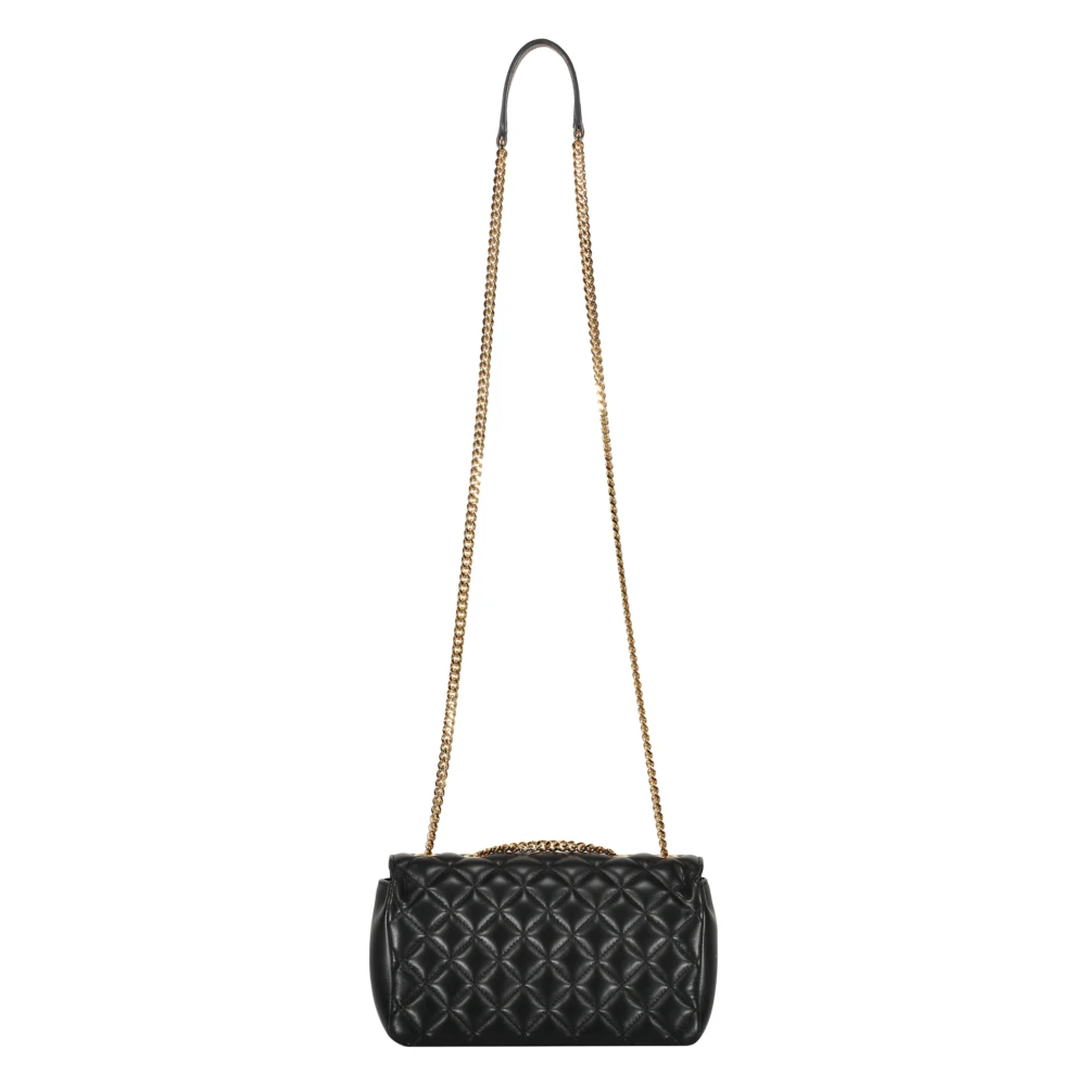 Versace Gewatteerde leren crossbodytas met ketting Black Dames
