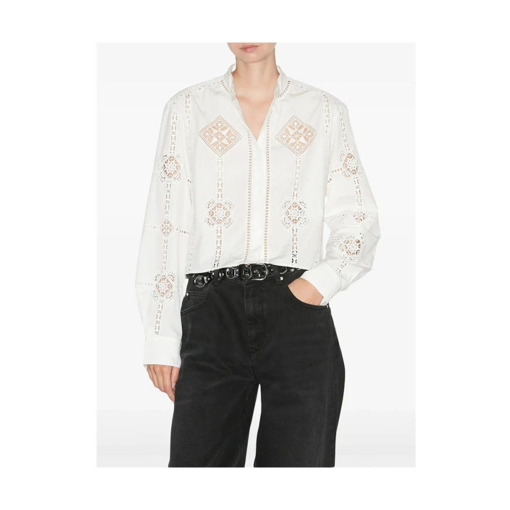 Isabel marant Witte Katoenen Poplin Broderie Anglaise Overhemd White Dames