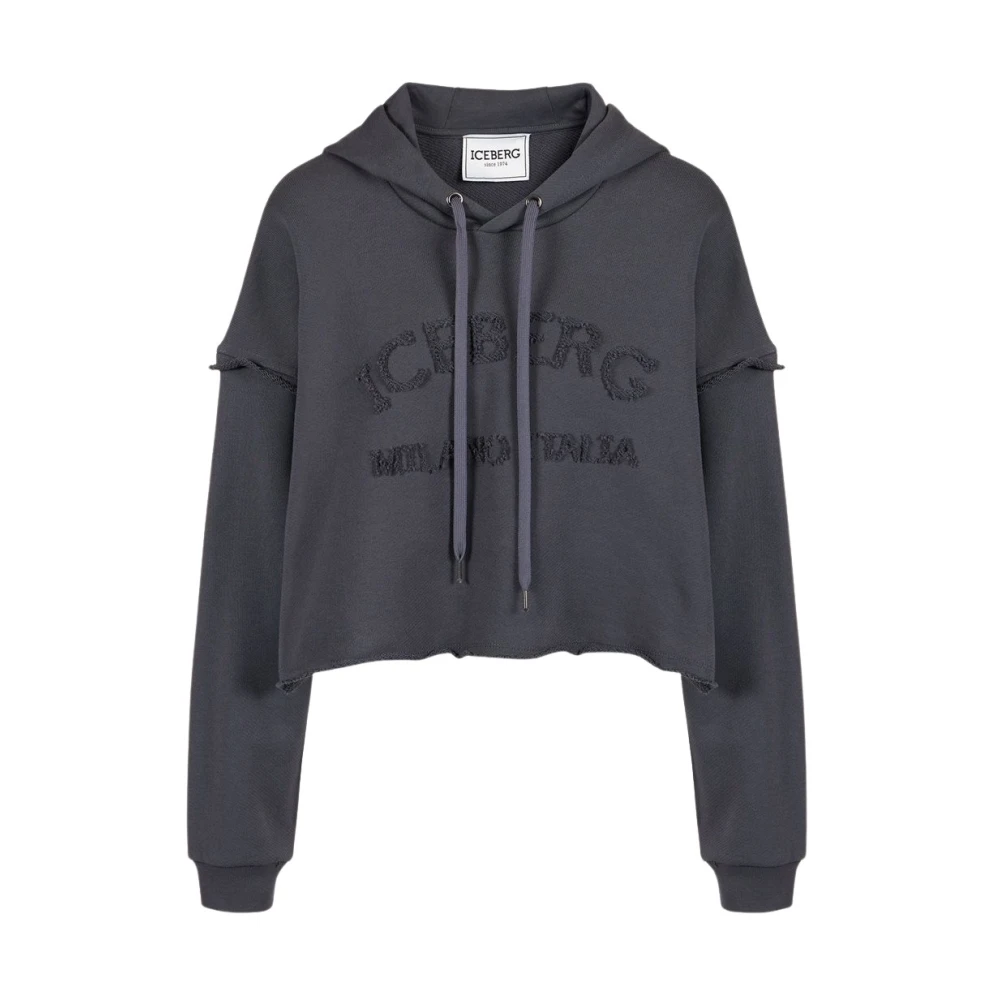 Iceberg Antracietgrijze Katoenen Sweatshirt met Capuchon Gray Dames