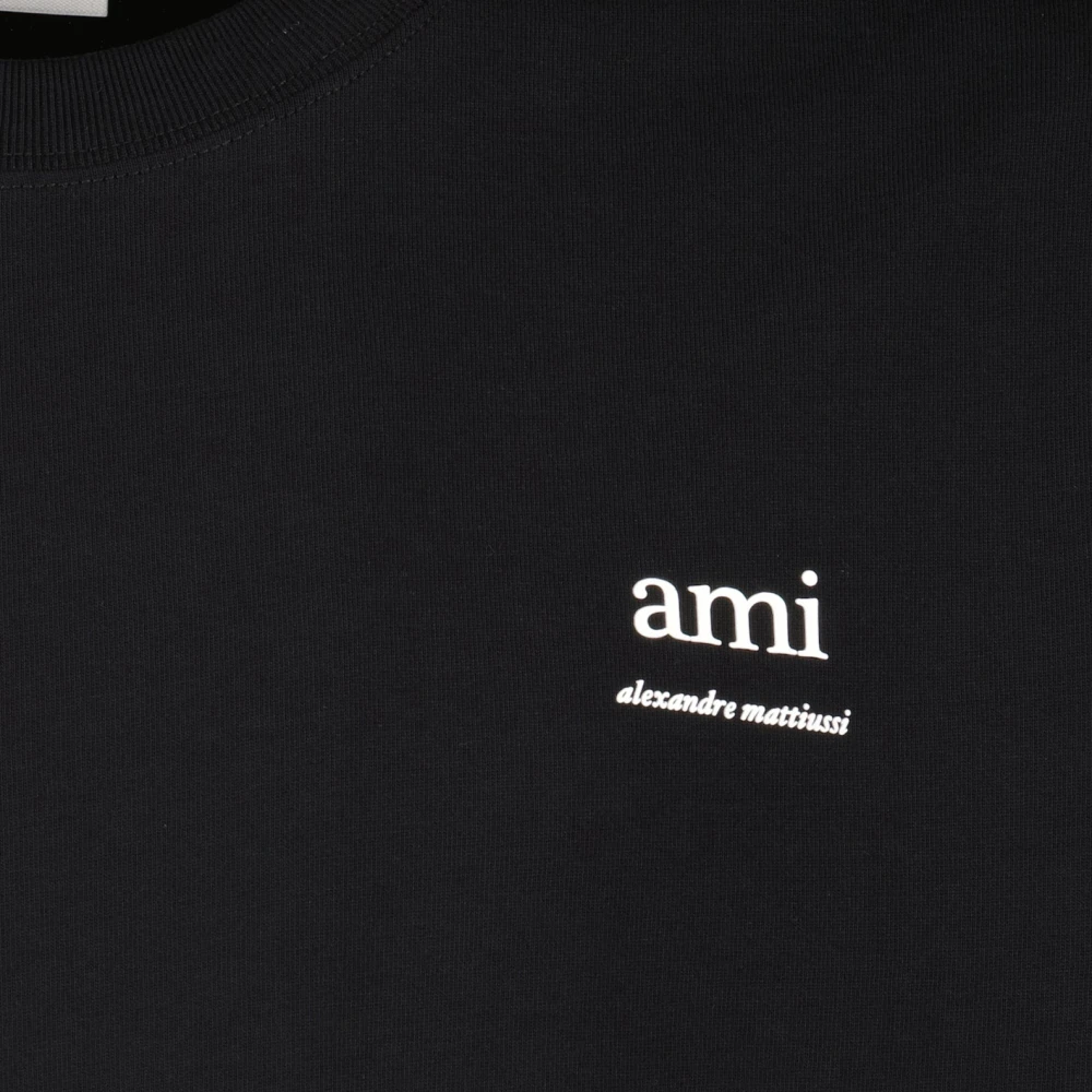 Ami Paris Geborduurd T-shirt Black Heren