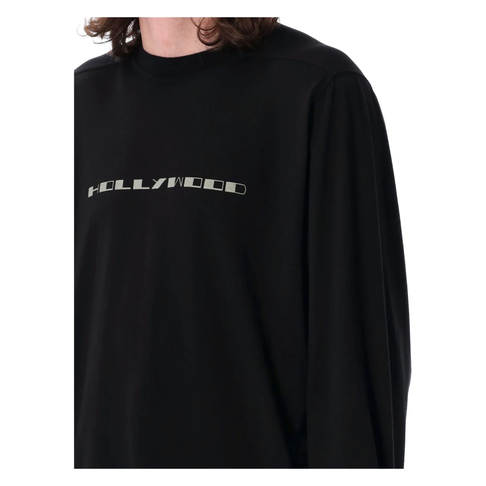 Rick Owens Zwart parelprint T-shirt Jumbo LS Black Heren