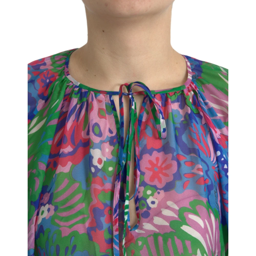 Dolce & Gabbana Bloemen Zijden Kaftan Maxi Jurk Multicolor Dames