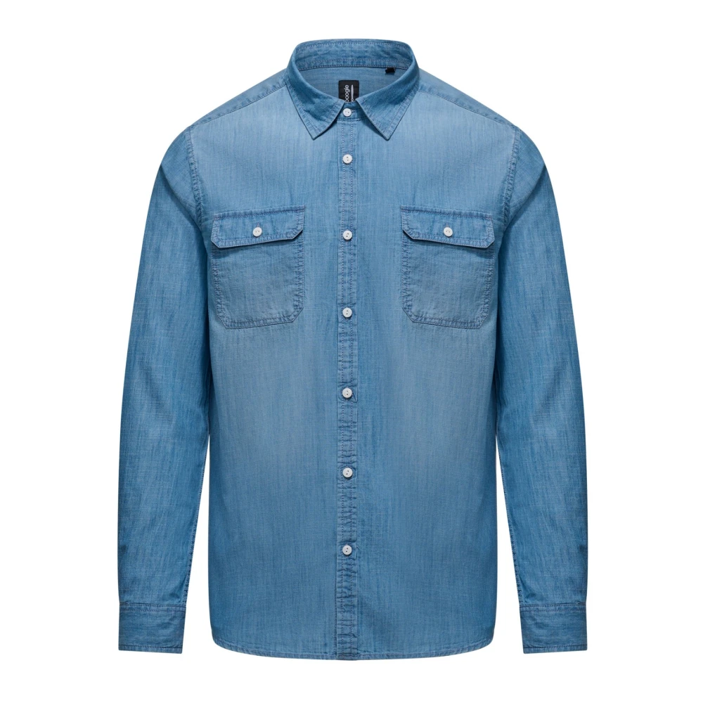 BomBoogie Katoenen Chambray Overhemd Blue Heren