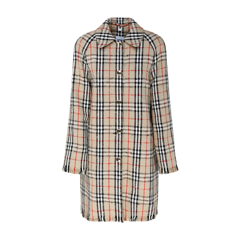 Burberry Femme Beige Manteaux, Taille: 38 Fr Imperméable Bouclé À Carreaux