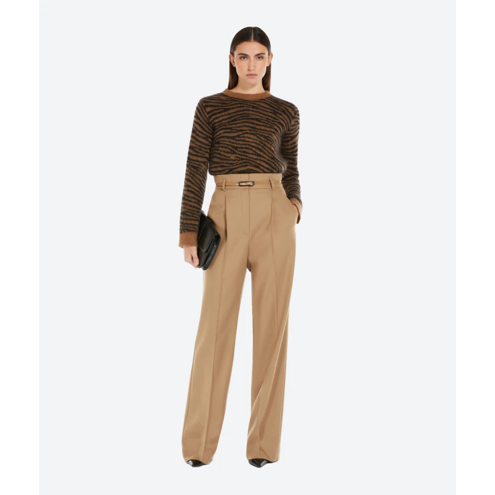 Max Mara Studio Wollen broek met rechte pijpen Brown Dames
