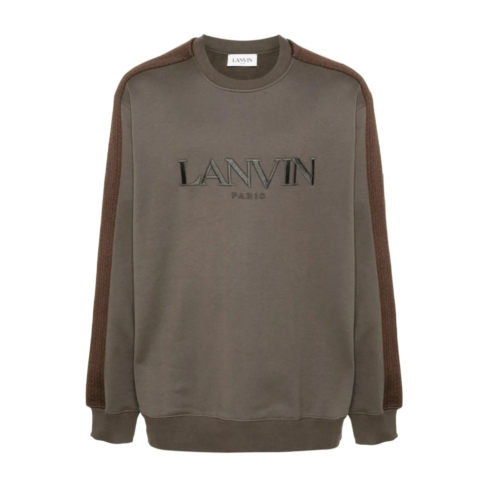 Lanvin Brown Sweatshirts, Male, L, Side Curb Oversized Sweatshirt