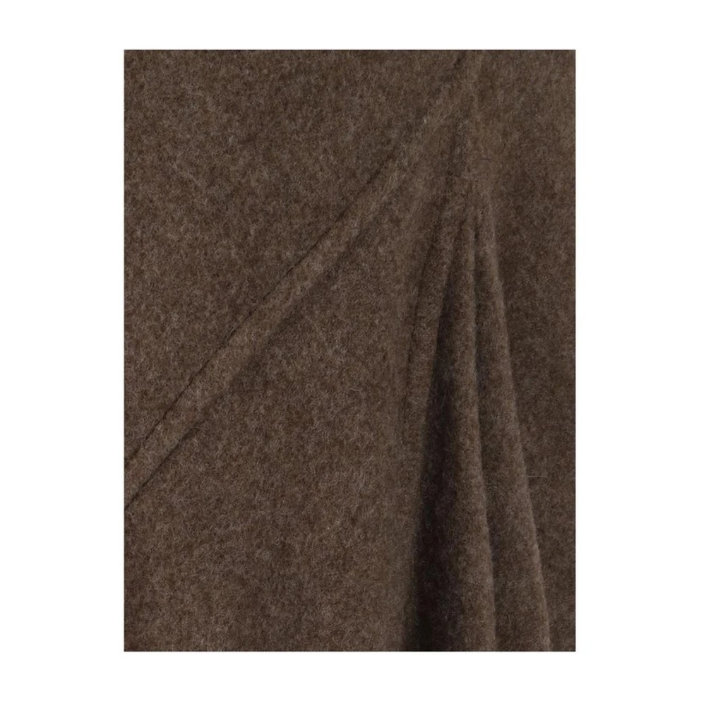 Rick Owens Geribbelde Taille Lange Wollen Rok Brown Dames