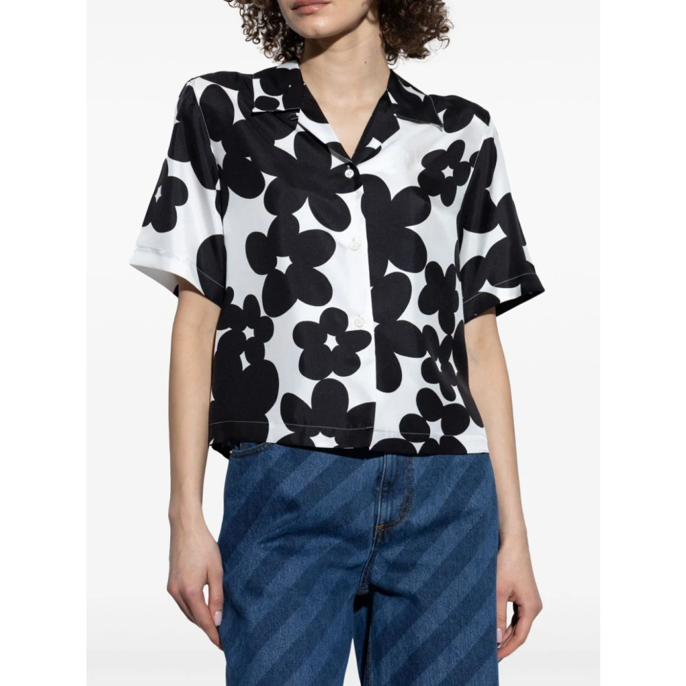 Marni Zwarte Button-Up Shirt met Camp Kraag Black Dames