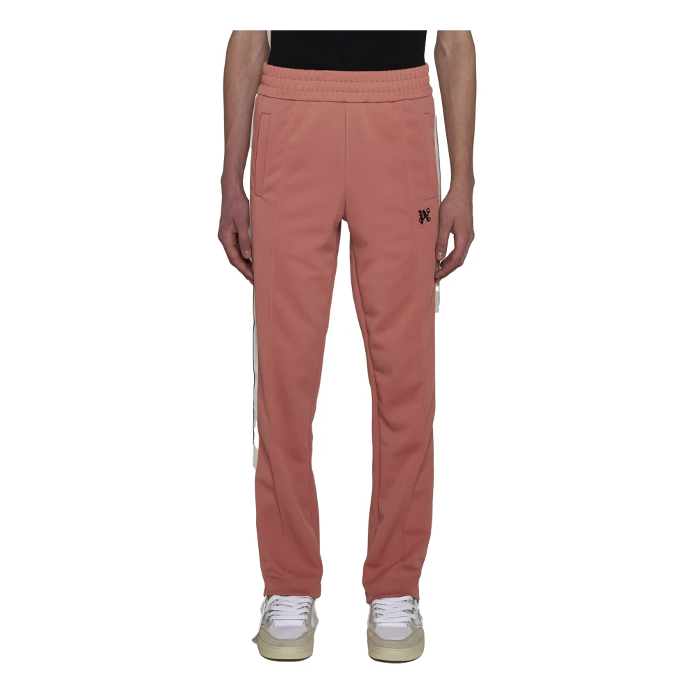 Palm Angels Zwarte Broek met Zijstreepdetail Pink Heren