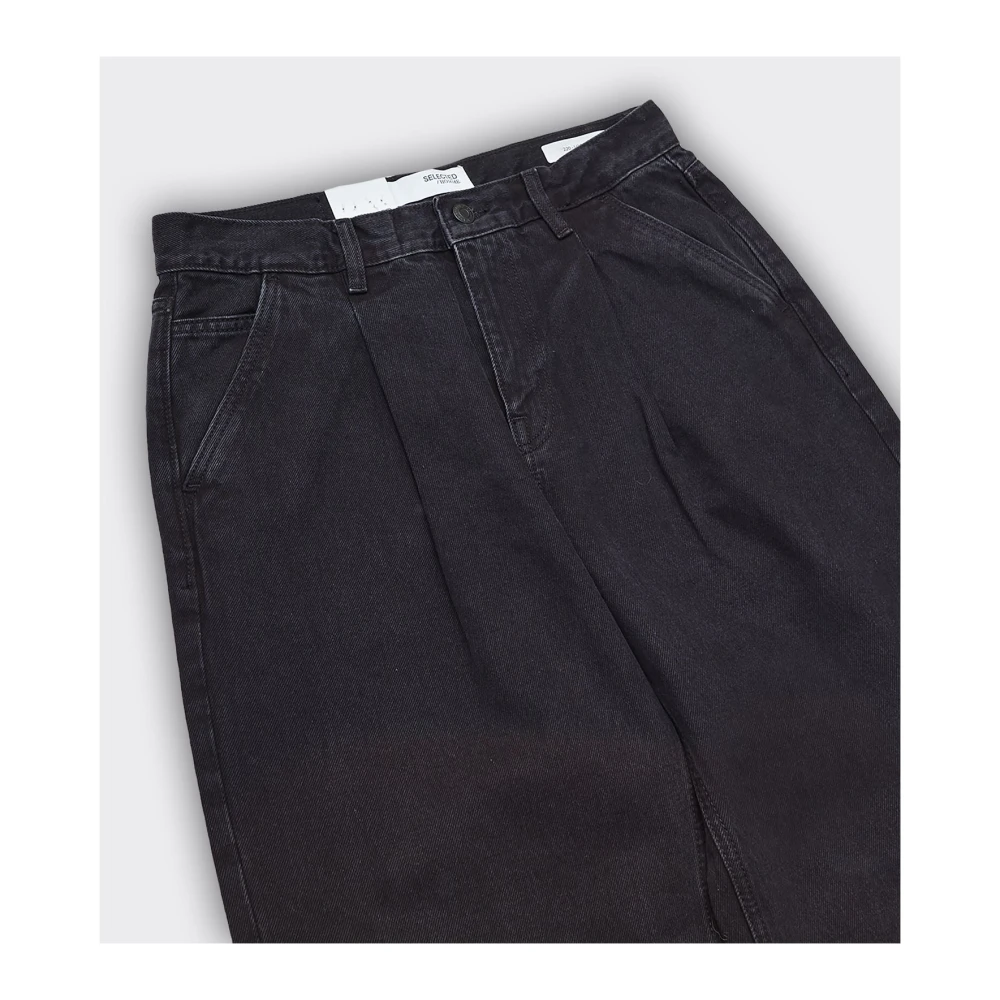 Selected Homme Plooi Denim Jeans in Zwart Black Heren