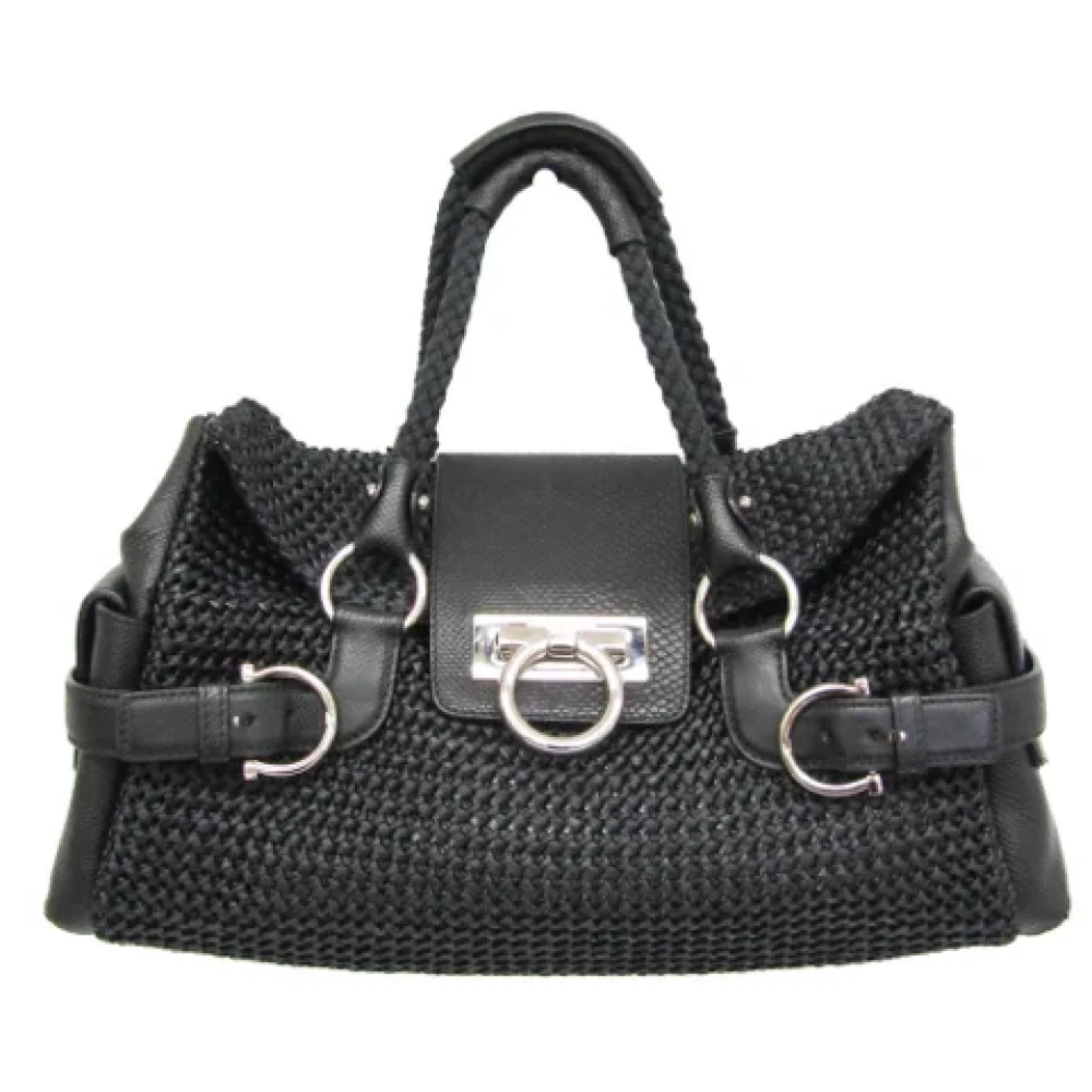 Salvatore Ferragamo Pre-owned Raffia handbags Black Dames
