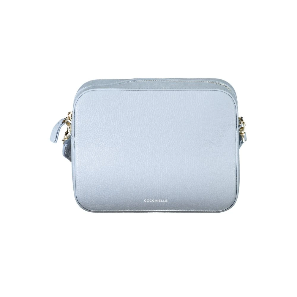 Coccinelle Blauwe Leren Schoudertas met Rits Blue Dames