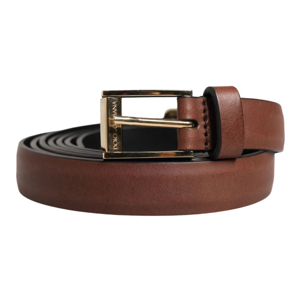 Dolce & Gabbana Mannelijk Bruin Accessoires Heren, One Size, Leer, Klassieke Riem Met Metalen Gesp