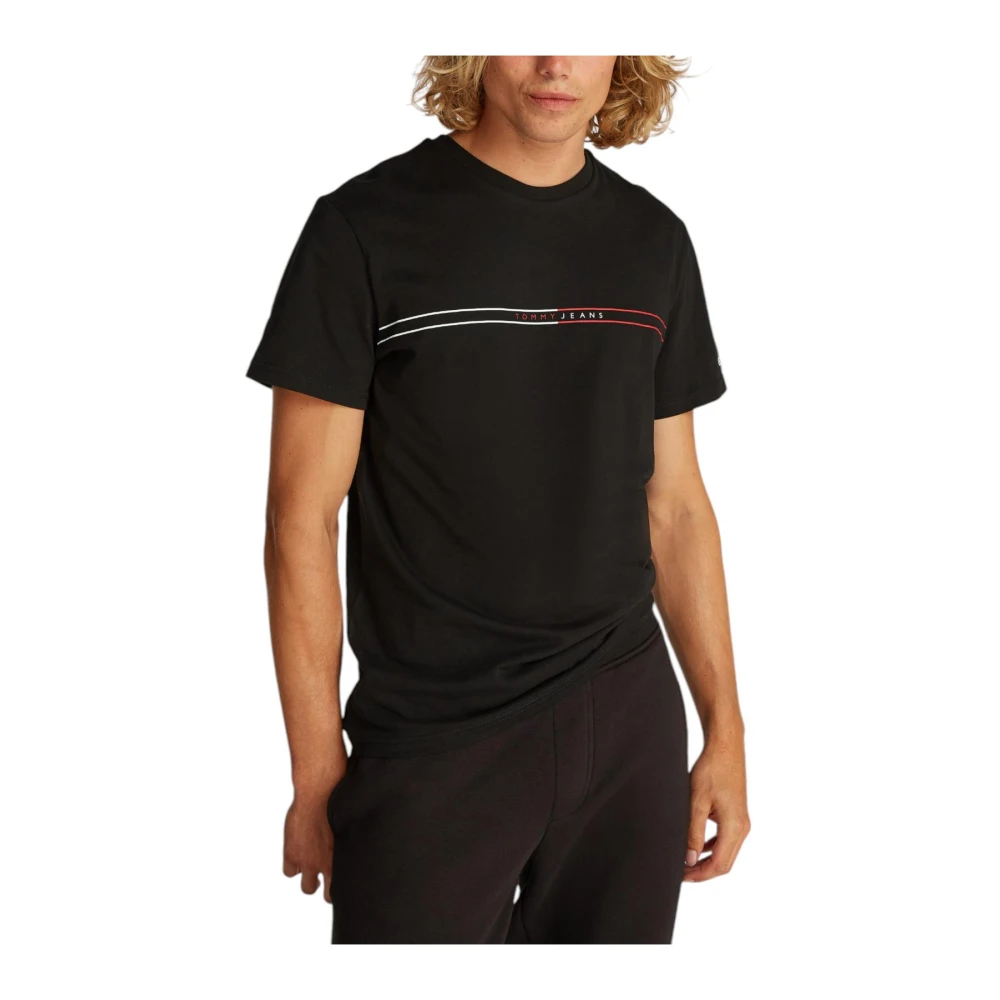 Tommy Jeans Zwarte Katoenen T-shirt Ronde Hals Korte Mouw Black Heren