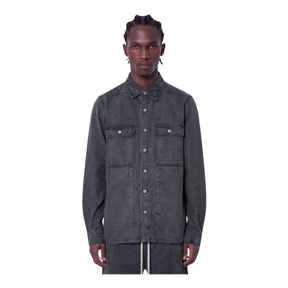 Rick Owens Drkshdw Denim Shirt - Man Shirts Grey M - Immagine 3