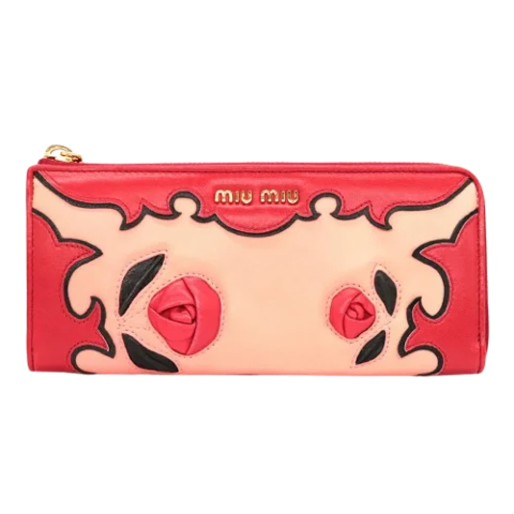 Miu Pre-owned Leather wallets Pink Dames