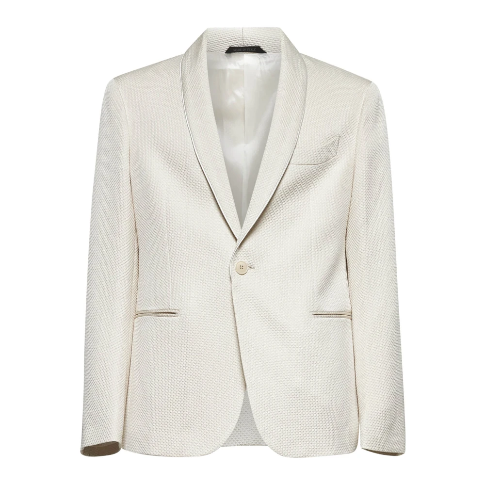 Giorgio Armani Elegant Ivory Silk Mesh Jacket Beige, Herr