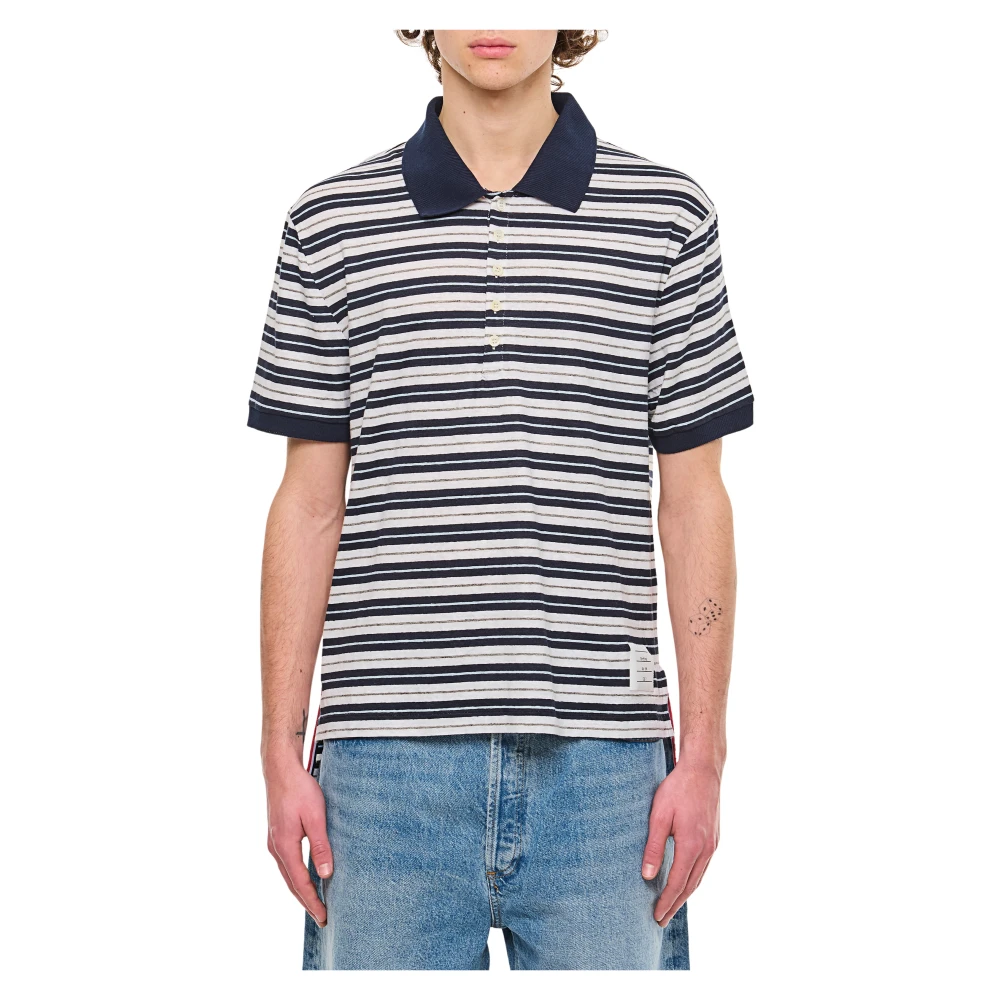 Thom Browne Men's Multicolor Polo Shirts, S, Striped Polo