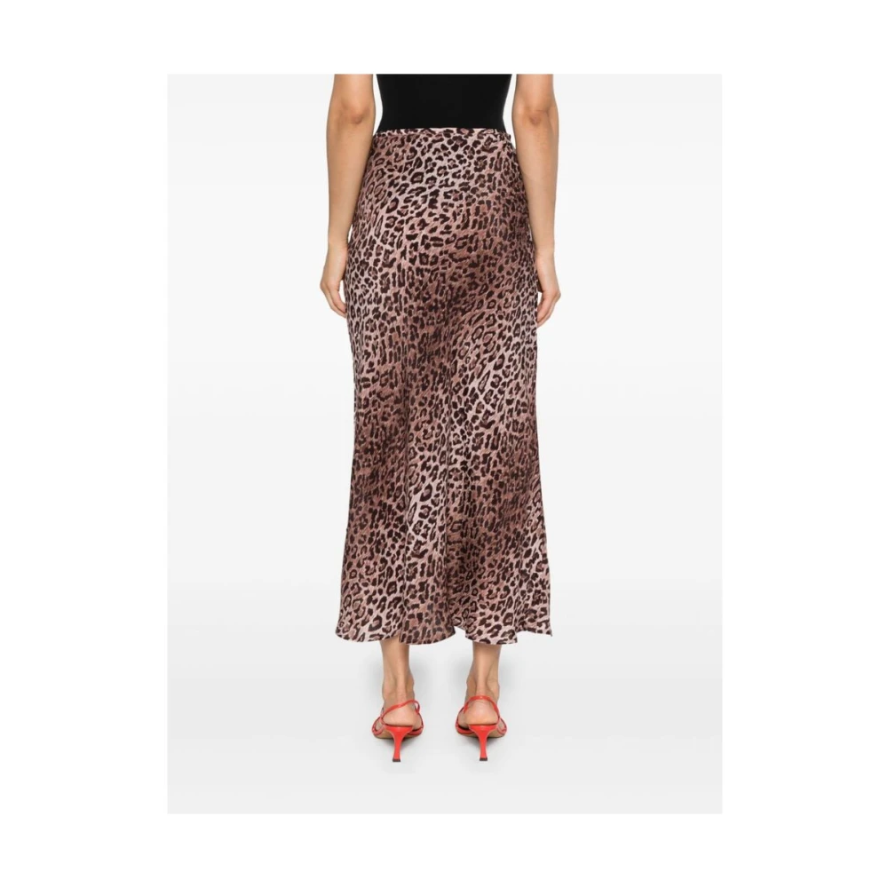 Rixo Luipaardprint Satijnen Rok Brown Dames