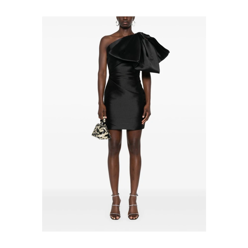 Solace London Zwarte Eén-Schouder Boog Jurk Black Dames