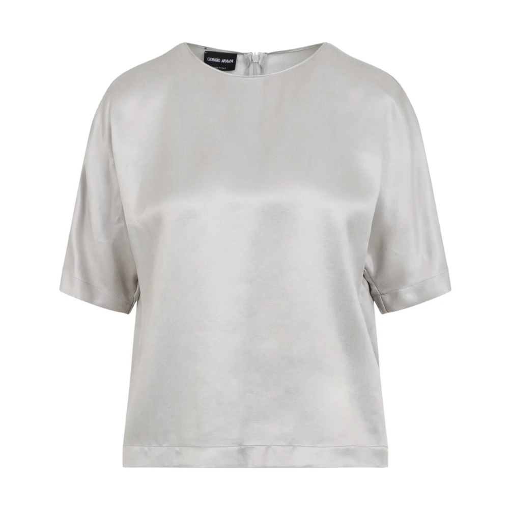 Giorgio Armani Ash Grey Shirt met Ronde Hals Gray Dames
