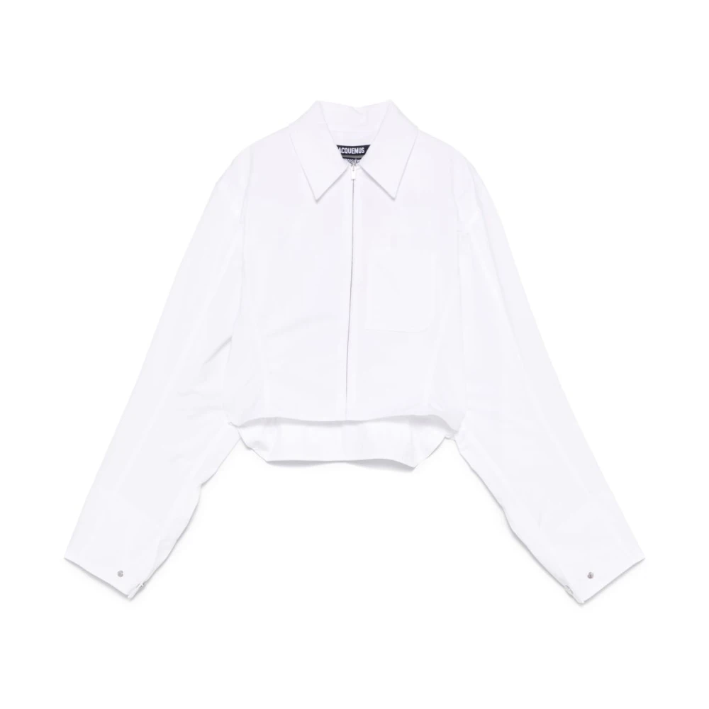 Jacquemus Witte Front Zip Shirt Korte Stijl White Dames