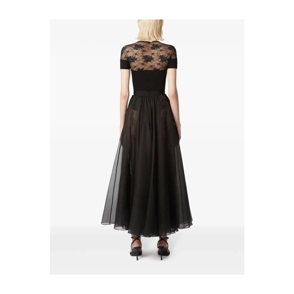 Nina Ricci Hoge Taille Zwarte Lange Rok Black Dames