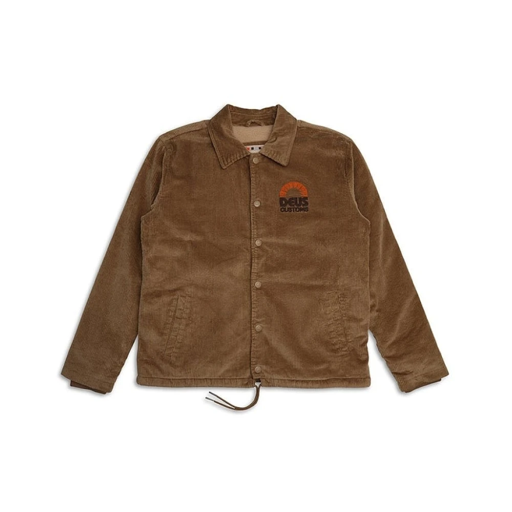 Deus Ex Machina Geborduurde Coach Jas met Sherpa Voering Brown Heren