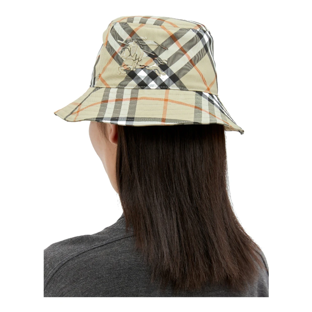 Burberry Geruite emmerhoed met EKD-borduursel Beige Dames