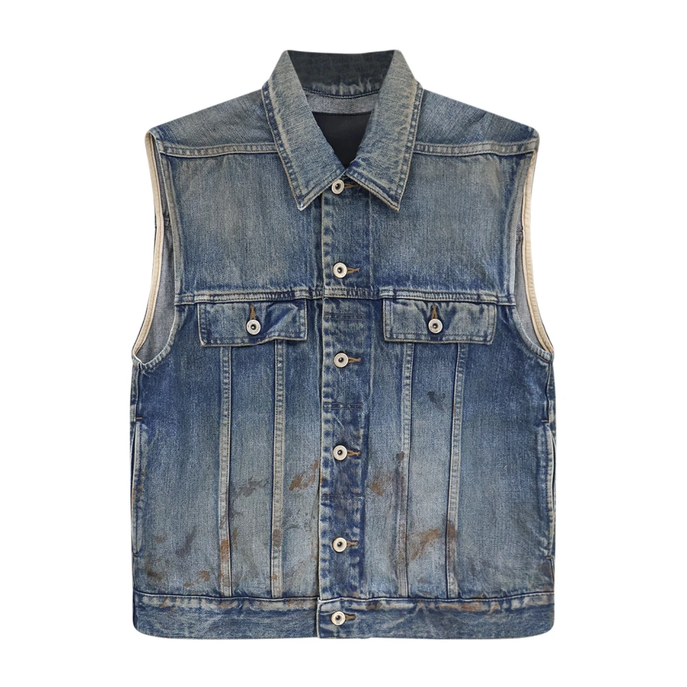 Rick Owens Blue Denim Vest - Male - Waistcoats - L - Jackets
