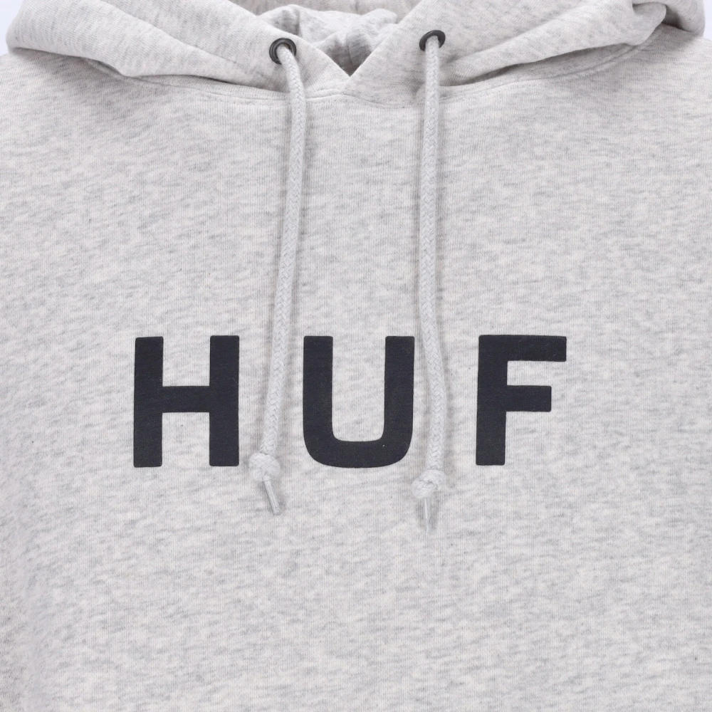 HUF Essentials Logo Hoodie Lange Mouw Gray Heren